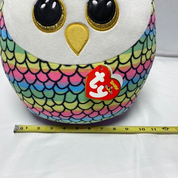 Ty Squish-A-Boos Owen Owl Plush 10" Rainbow Scales Toy - Picture 12 of 12